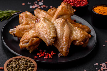 Baked chicken wings with salt, spices and herbs