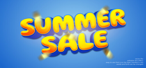 Summer sale banner with 3D style editable text effect