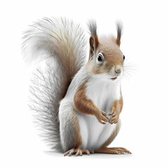 Squirrel Isolated White Background. Generative AI