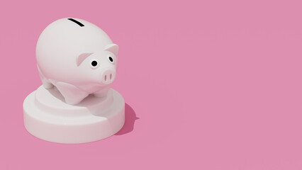 3d white piggy bank. 3D render illustration of a white piggy bank. porcelain piggy bank concept for designing web pages, online services. Concepts on the theme of finance and savings.