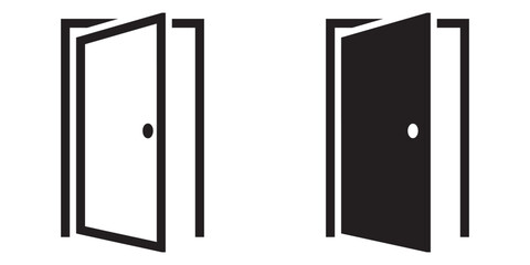 ofvs332 OutlineFilledVectorSign ofvs - door vector icon . open sign . handle . isolated transparent . black outline and filled version . AI 10 / EPS 10 / PNG . g11672