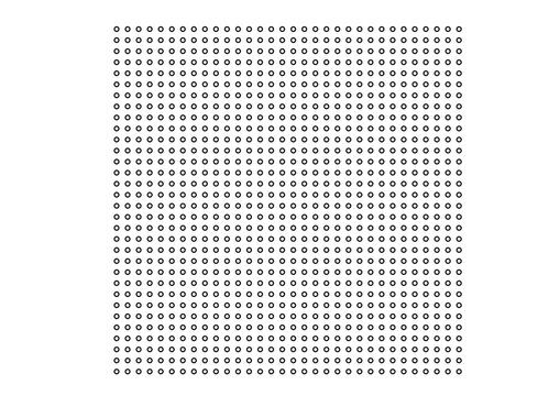 quadratische fläche mit 1024 gleichmäßig verteilten kleinen schwarzen ringen gefüllt