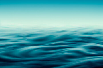 Abstract blue wavy background. Ocean, sea, waves.  Generative AI