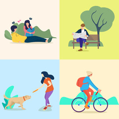 Fototapeta premium Summer activity in the park flat design vector