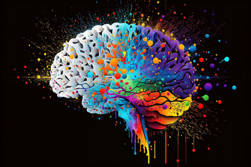 Digital abstract concept art of human brain. Generative AI