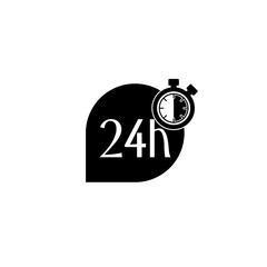 24 hour, around the clock speech bubble icon isolated on white background