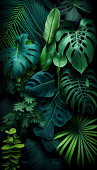 Naklejka na ściany i meble digital illustration with Tropical plants as a background
