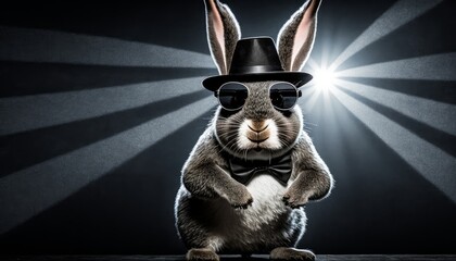 Hilarious Easter Bunny Dancing on Stage for Easter Festivities. AI generative.