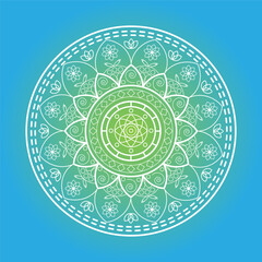 Abstract mandala pattern on yellow-blue background