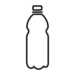 Plastic bottle pictogram. Drink packaging. Outline logo, sign, symbol. Vector line illustration isolated on white. Garbage recycle, reduce, reuse