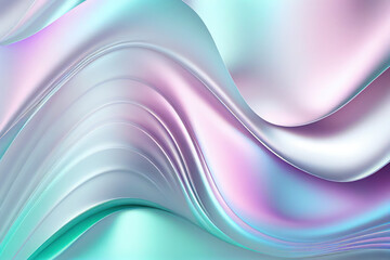 Fototapeta premium Iridescent colorful wavy background, backdrop, Generative AI