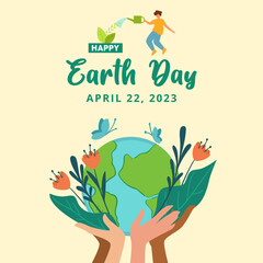 World earth day ecology concept. Banner or card on the theme of save nature. Make everyday earth day.