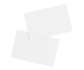 Two paper or plastic pieces (cards, tickets, flyers, invitations, coupons, banknotes, etc.), cut out