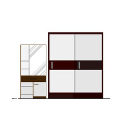 Vanity cabinet with wardrobe on white background in flat vector illustration design