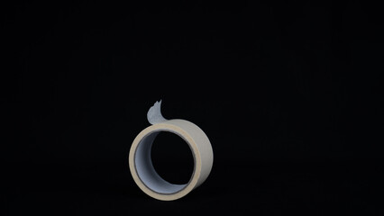 Paper tape. black color Paper tape affixed on the table. paper tape roll