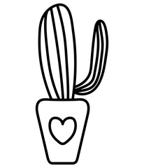 
Vector doodles cactus, plant in a flower pot 