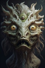 Naklejka premium Scary Monster Horror Creature Character Design. Generative AI.