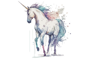 Fototapeta na wymiar watercolor unicorn vector illustration t-shirt print