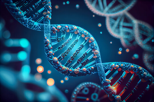 3d dna model. chain of molecules. Generative AI, Generative, AI