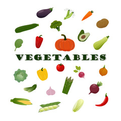 Set of vector vegetables. Summer vegetables