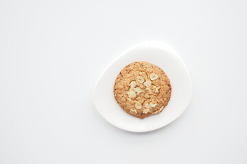 whole meal cookies on white background 