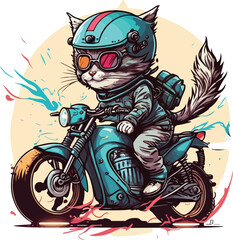the cat on motorcycle