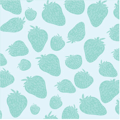 green strawberries pattern line drawing illustration. Cute pattern to represent summer. green background. Good for packaging 