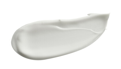 Sample of facial cream on white background, top view