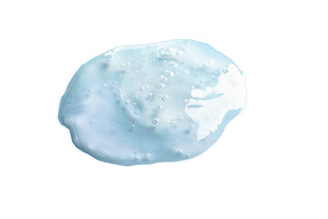 Sample of transparent cosmetic gel isolated on white, top view
