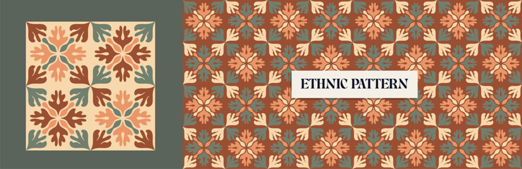 Fototapeta na wymiar Vintage Traditional ornamental Ethnic seamless pattern. Patchwork Boho geometric ornament for scrapbooking