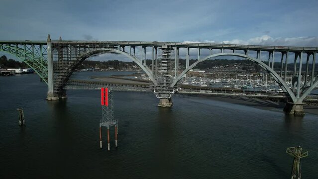 Bridge Yaquina Bay Newport Oregon Maintenance Video Drone Aerial 016