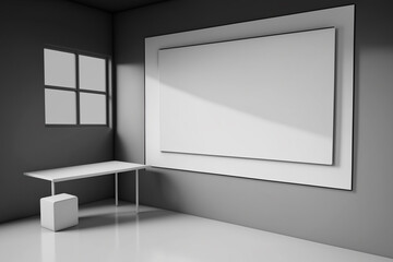 Naklejka na ściany i meble Empty Modern Classroom With White Interactive Board Generative AI