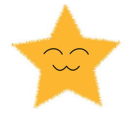 Fluffy star with cute  face vector illustration