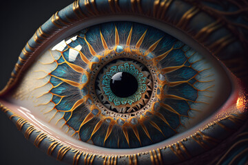 Fototapeta premium Psychedelic abstract eye. Generative AI
