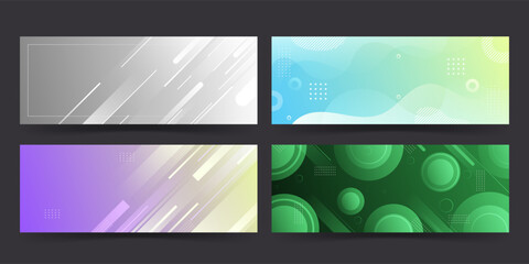 background banners. colorful, bright green gradient elegant bright collection set eps 10