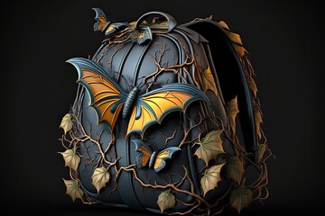 Women's Halloween handbag accessory for spooky fancy dress, luxury design, elegant classical leather bag, AI generative