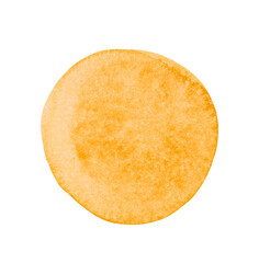Watercolor round spot isolated on a transparent background. Yellow paint, background