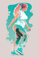 Fitness, Flat vector style, female, generative AI  finalized in Photoshop by me 