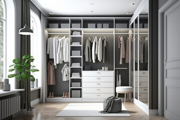 mockup modern walk in closet 3d render