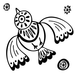 a flying bird on a white background