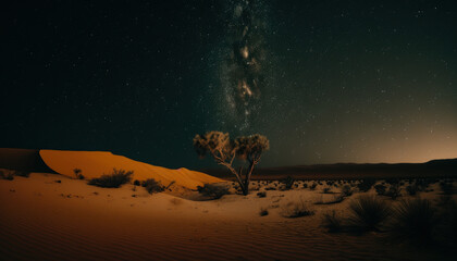 tree in the desert sand dunes landscape Generative AI, Generativ, KI