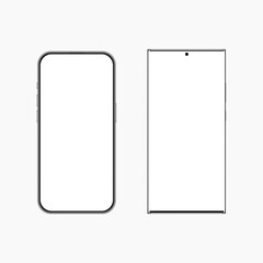 Modern Smartphones Models Mockups, Isolated on White Background. Vector Illustration