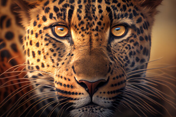 Fototapeta na wymiar Close up portrait of Leopard. generative AI