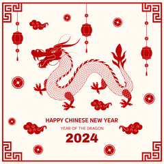 Happy chinese new year 2024 .Zodiac sign. Year of the Dragon. New year background