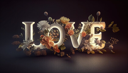 the word love spelled out with flower letter monograms generative AI