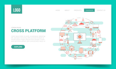 cross platform concept with circle icon for website template or landing page homepage