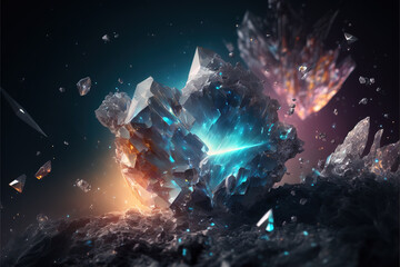 Mysterious colorful crystalline abstract generative background