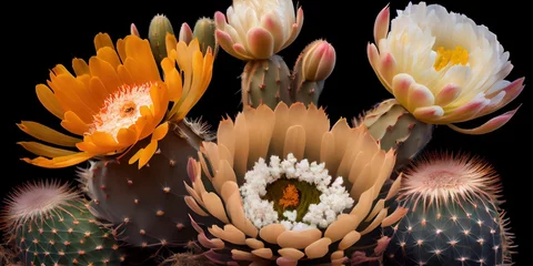 Foto op Canvas Colorful cactus blossoms - cactus blooms with colorful flowers for exotic beauty by generative AI © Brian