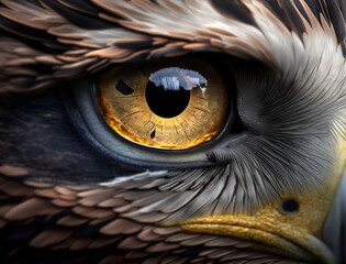eagle eye close-up, macro photo, vintage style color tone Generative AI