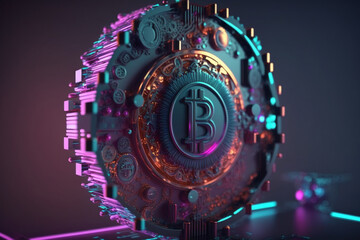 Bitcoin abstract, futuristic. AI generated